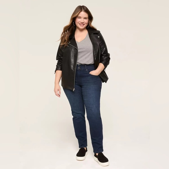 NWT Lane Bryant Tighter Tummy Fit High-Rise Straight Jean, Size 20, Dark Denim - Picture 1 of 11